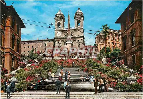 Cartes postales moderne Roma place d'espagne et eglise de la trinite des montagnes