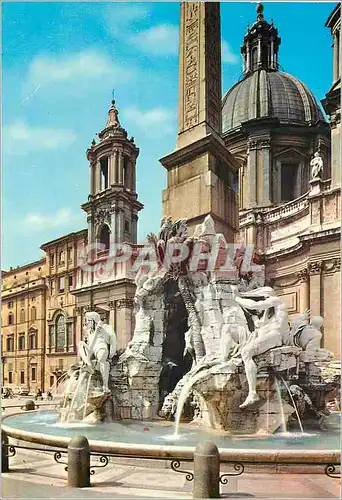 Cartes postales moderne Roma place navona fontaine des 4 fleuves eglise de sainte agnes