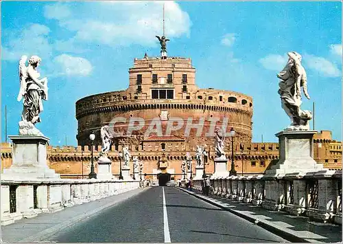 Moderne Karte Roma pont et chateau saint ange