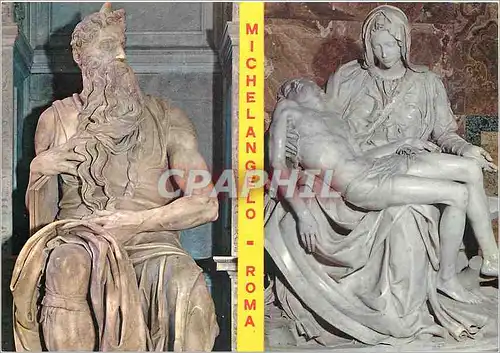 Moderne Karte Roma le moise et la pieta par michel ange