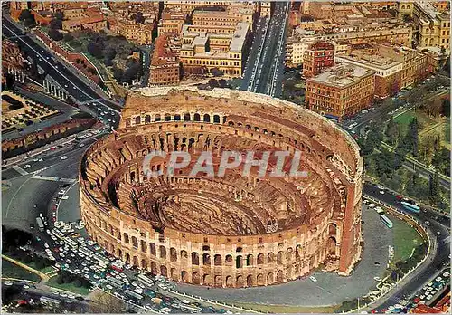 Moderne Karte Roma le colisee vue aerienne