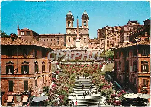Moderne Karte Roma Place d'Espagne et Eglise de la Trinite des Montagnes