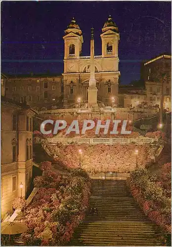 Moderne Karte Roma Place d'Espagne et Trinita dei Monti Nocturne