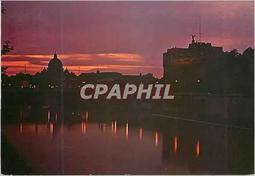 Cartes postales moderne Roma Chateau S Angel et S Pierre au couher du soleil