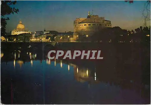 Cartes postales moderne Roma la nuit Pont et Chateau St Ange