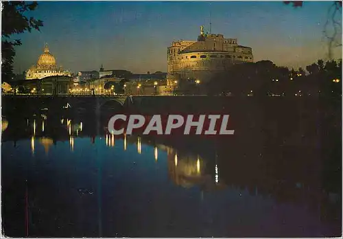 Moderne Karte Roma la nuit Pont et Chateau St Ange