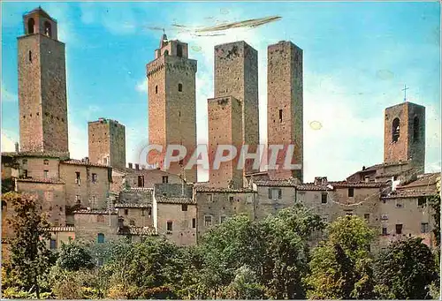 Moderne Karte S Gimignano (Siena) Panorama des Tours