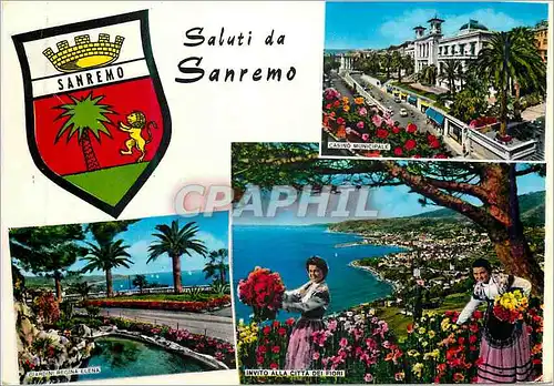 Moderne Karte San Remo Salutations de S Remo