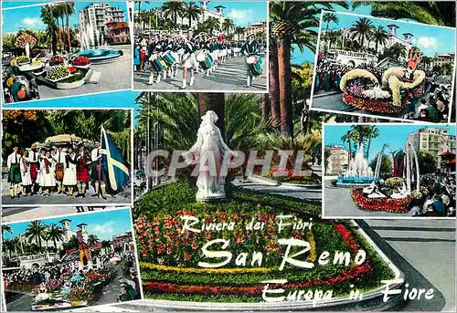 Moderne Karte San Remo Europe en Fleurs Folklore