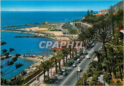 Cartes postales moderne San Remo Riviera dei fiori Rue Aurelia et plage de Ponent