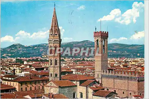 Moderne Karte Firenze Clocher de l'Eglise de l'Abbaye et Tour du Barisel