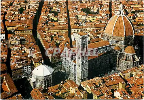 Cartes postales moderne Firenze Le dome et le baptistere (panorama de l'avion)