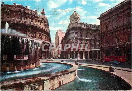 Cartes postales moderne Genova place de ferrari detail de la fontaine
