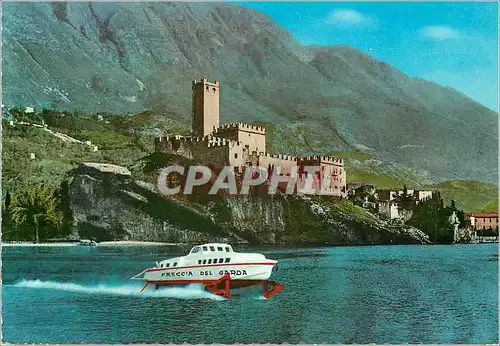 Cartes postales moderne Lac de garda malcesine le ch�teau Police Garda Bateau