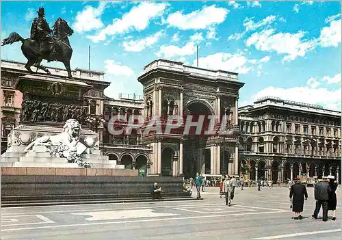 Moderne Karte Milano Place du Dome Monument a Vittorio Emmanuel et Galerie