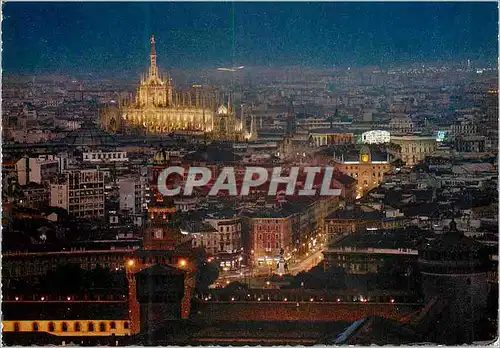 Cartes postales moderne Milano Vue generale (de nuit)