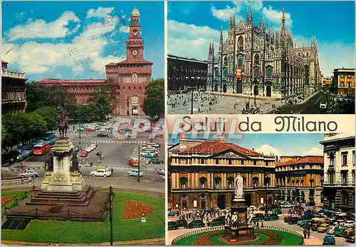 Cartes postales moderne Milano Monumento a G Garibaldi e Costello Sforzesco