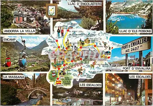 Moderne Karte Andorra Valls d'Andorra Different Aspects
