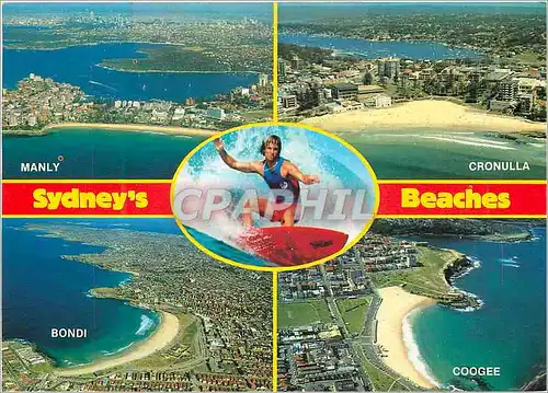 Moderne Karte Sydney's Beaches Surf Bondi Coogee Cronulla Manly