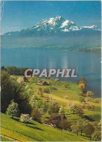 Cartes postales moderne Vierwaldstattersse mit pilatus von irgendwoher nach luzern und dann mit dem