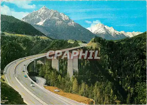 Cartes postales moderne Europabrucke (brennerautobahn) blick gegen serles 2719 m habicht 3280 m und stubaier gletscher l