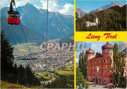 Cartes postales moderne Osterreich tirol dolomitenstadt a 9900 lienz mit zettersfeldbahn rechts schlob bruck und lieburg