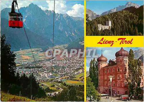 Cartes postales moderne Osterreich dolomitenstadt 9900 lienz mit zettersfeldbahn rechts schlob bruck und lieburg