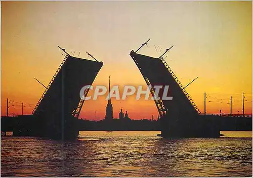 Moderne Karte Leningrad La Neva Un pont ouvrant