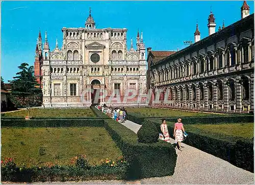 Cartes postales moderne Certosa di Pavia La facade et le museum