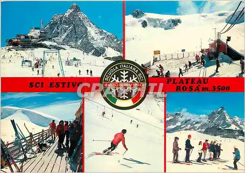 Cartes postales moderne Breuil-Cervinia Vallee d'Aosta Remontees mechaniques pistes solarium ecole de sky dans le magnif