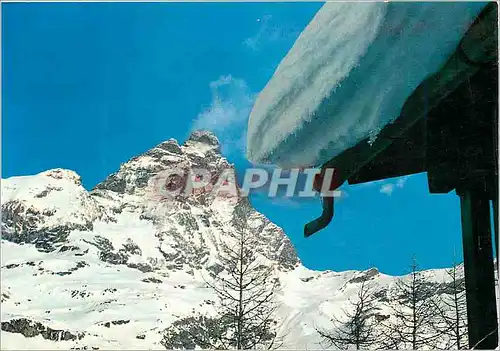 Cartes postales moderne Breuil-Cervinia Vallee d'Aosta Coin pittoresque en hiver et le Mt Cervin