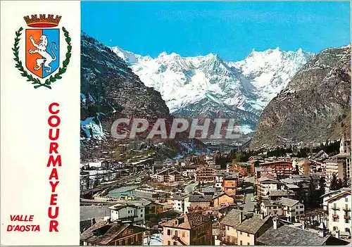 Cartes postales moderne Courmayeur valle d'aosta panorama con lo sfondo della