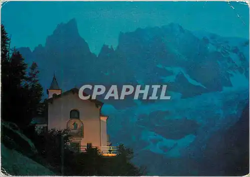 Cartes postales moderne Courmayeur notre dame de la guerison m 1436 m le mt blanc 4810 m et le glaciers de la brenve la