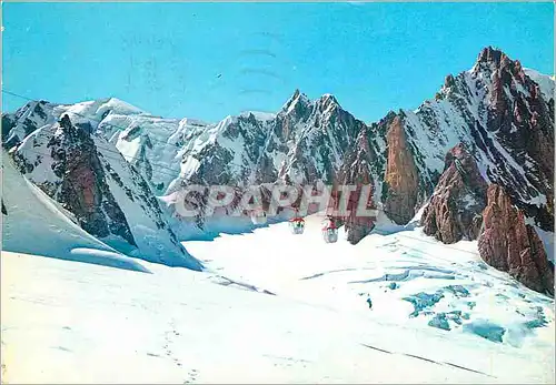 Cartes postales moderne Courmayeur 1224 m funiculaire des glacier avec a l'arriere plan le m blanc 4810 m le m maudit 44