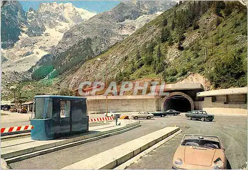 Moderne Karte Courmayeur enteves m1381 entree au tunel et le m blan longeueur m 11600