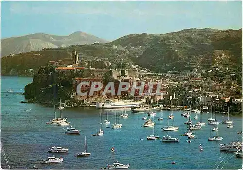 Cartes postales moderne isole eolie (sicilia) la baia di sottomonastero l'abitato II castello