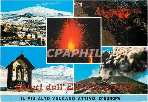 Moderne Karte Saluti dall etna m 3340 il piu alto vulcano attivo d'europa