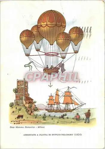 Cartes postales Aerostato a Flotta di Dupuis Delcourt 1824 Ballon