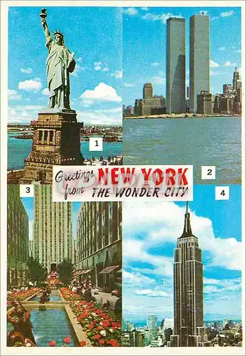 Cartes postales moderne New york city statue of liberty world trade center channe lgardens in rockefeller center empire