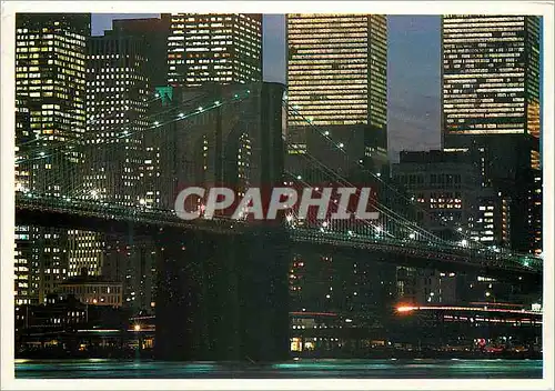 Cartes postales moderne New york skyline night spectacle of brooklyn bridge