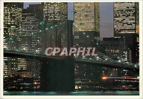 Moderne Karte New york skyline night spectacle of brooklyn bridge