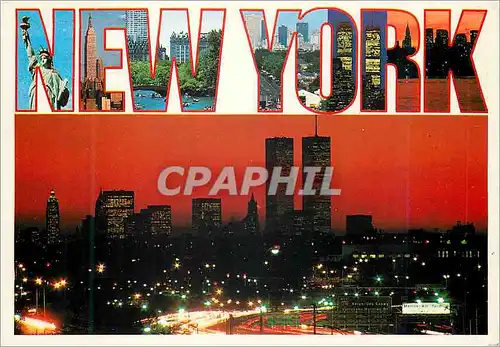 Cartes postales moderne New York The Twin Towers of the world trade center at night