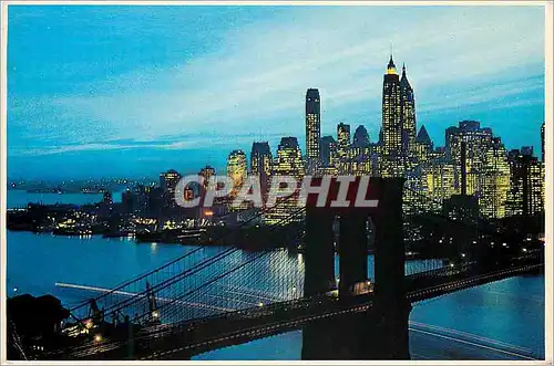 Cartes postales moderne New York Nightfall in Lower Manhattan With Brooklyn Bridge