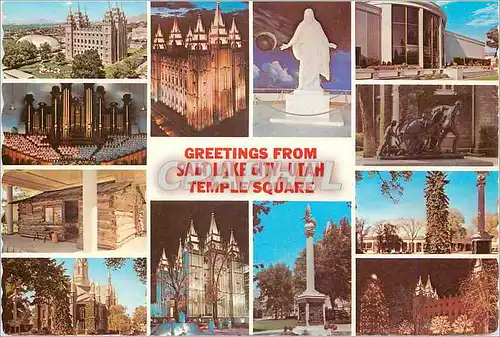 Moderne Karte Greetings from Salt Lake City Utah Temple Square Orgue