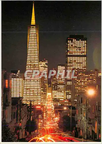 Moderne Karte San Francisco Bright Lights and Busy street of the San Francisco Skyline