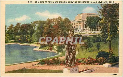 Cartes postales Sun dial at fine arts gardens showing severance hall Cleveland Ohio