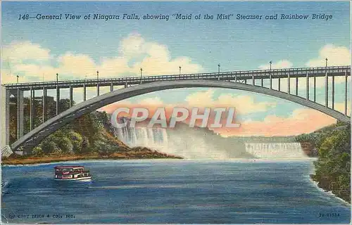 Ansichtskarte AK General View of Niagara Falls Showing Maid of the Mist Steamer and Rainbow Bridge