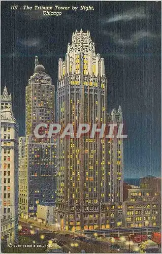 Cartes postales Chicago The Tribune Tower by Night