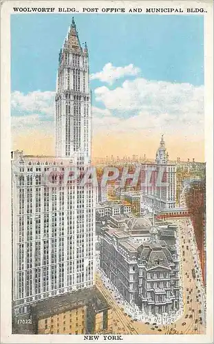 Cartes postales Woolworth Bldg Post office and Municipal BLDG