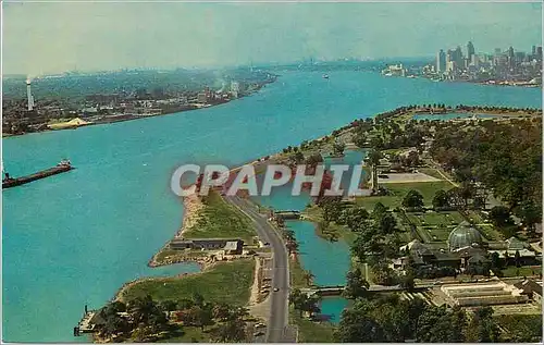 Moderne Karte Aerial View of Belle Isle Detroit Michigan